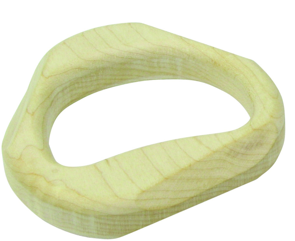 Organic-shaped maple teether from Maple Landmark supports safe, natural chewing.
