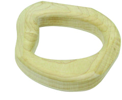 Maple Landmark teether close-up shows smooth, sanded edges for tiny mouths.