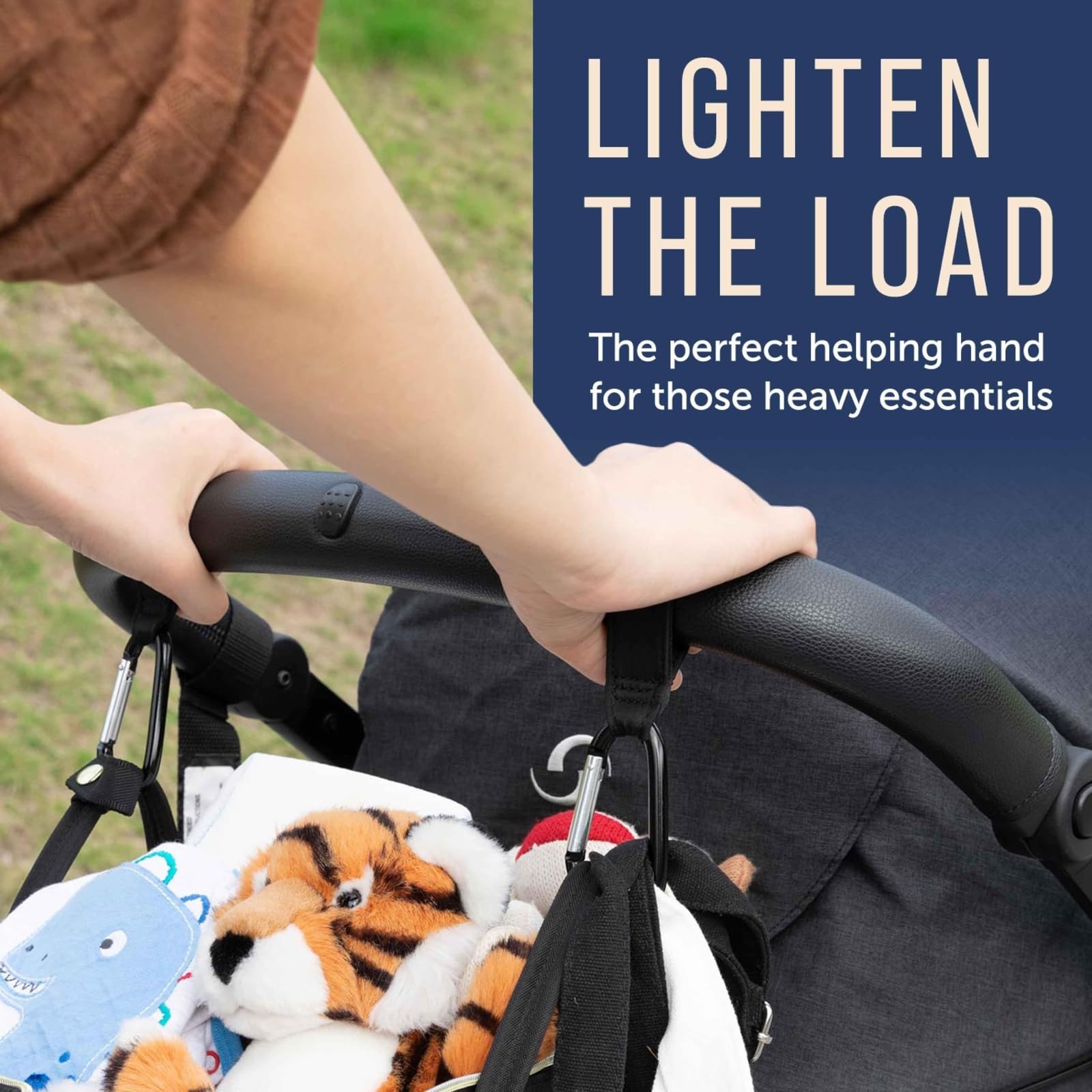 Maplefield adhesive straps provide versatile, secure attachment to strollers and carts.