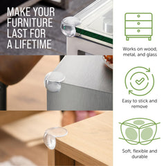 Maplefield discreet corner protector for furniture maintains decor while providing safety.