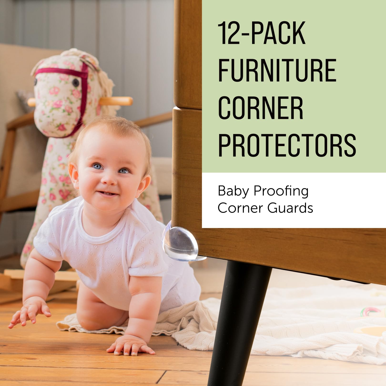 Maplefield silicone corner protector transparent blends with furniture while offering edge protection.
