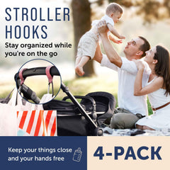 Maplefield Stroller Hooks pink interior cushions belongings during movement.