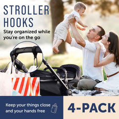 Maplefield universal bag clip for stroller organizers keeps essentials within reach.