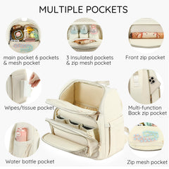 MAPLELILY diaper bag interior pockets organized for easy access to baby essentials