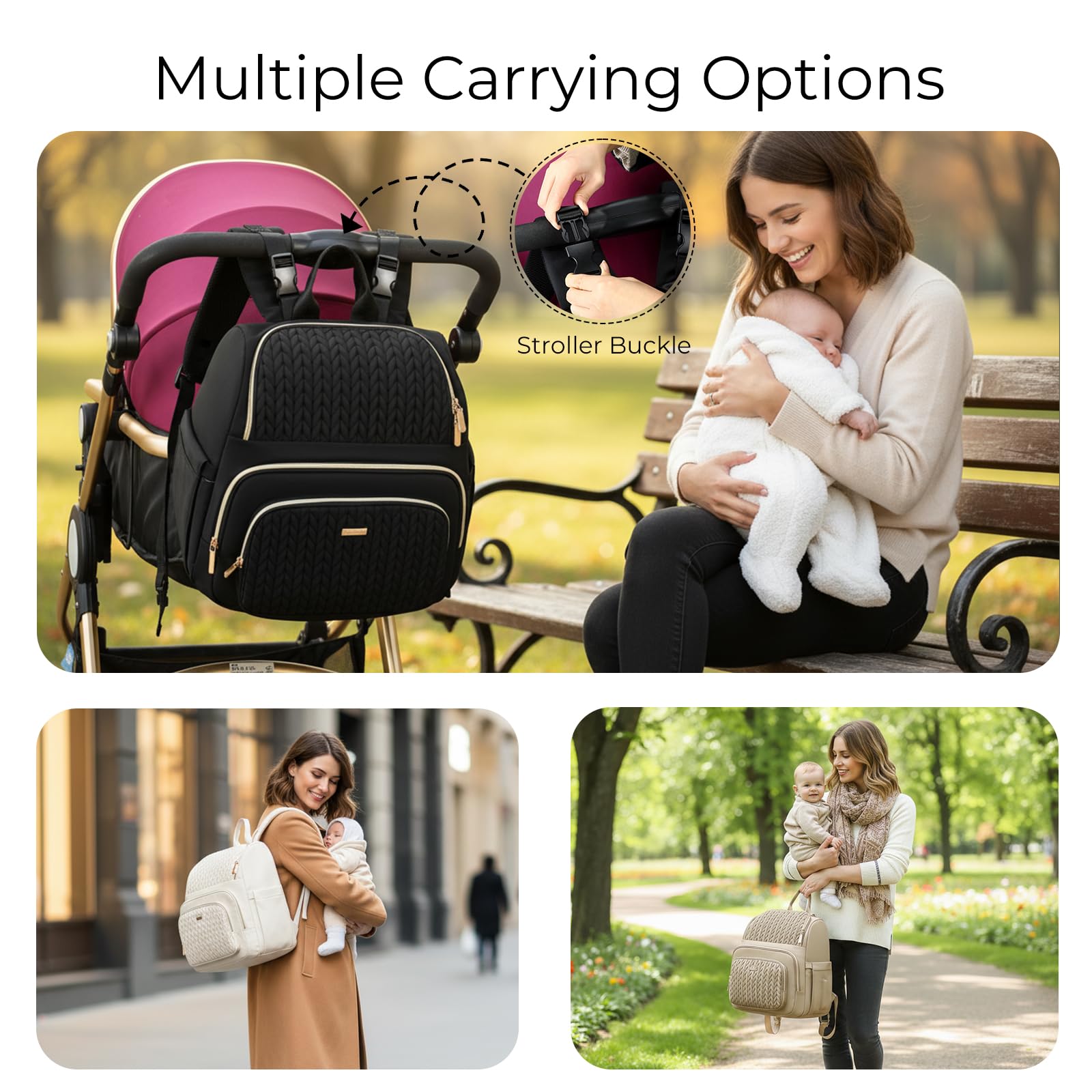 MAPLELILY Diaper Bag Changing Pad interior enables clean diaper changes