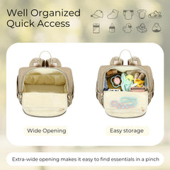 MAPLELILY Diaper Bag with insulated bottle pockets supports quick warm bottles outdoors