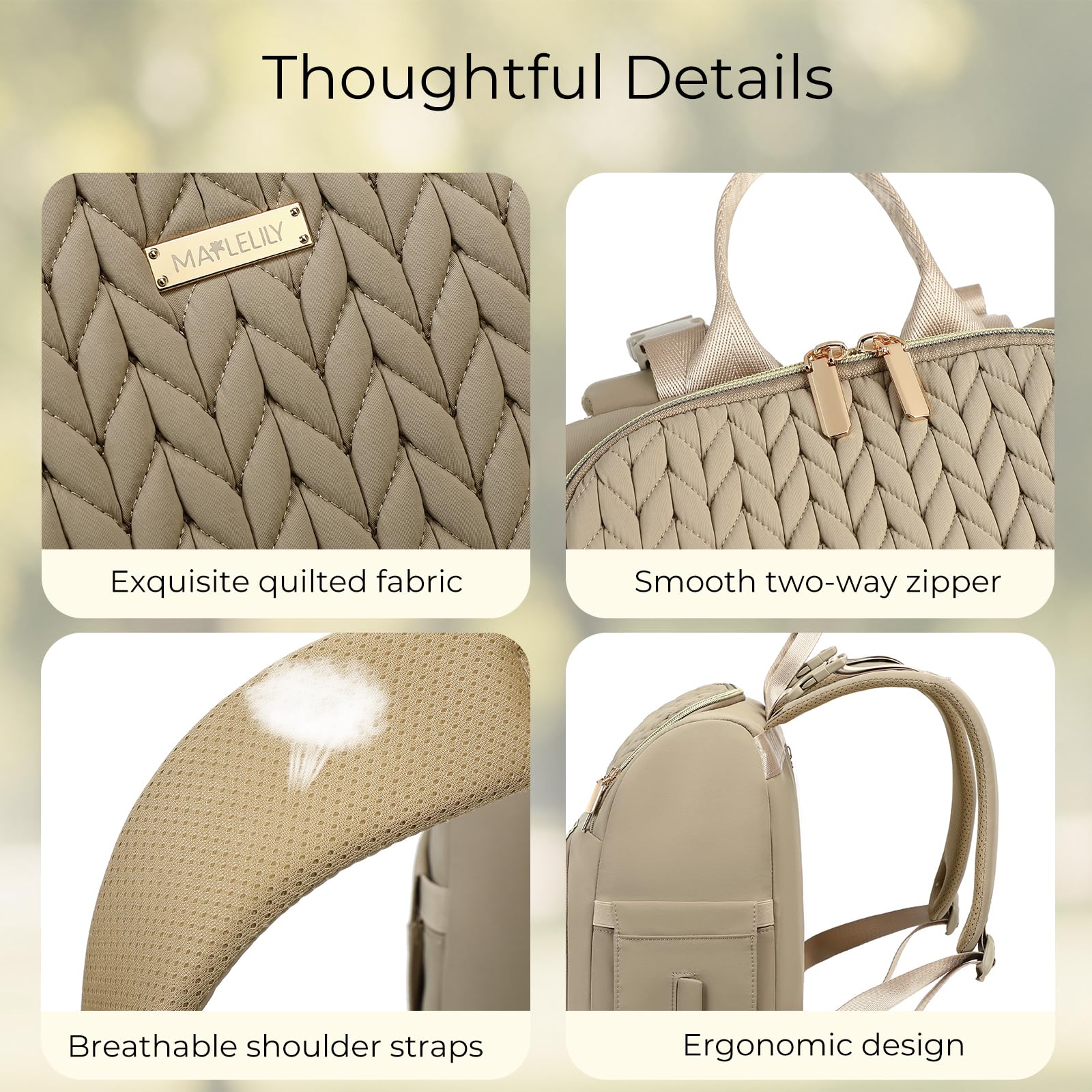 MAPLELILY Diaper Bag Wide Opening provides fast access to baby essentials