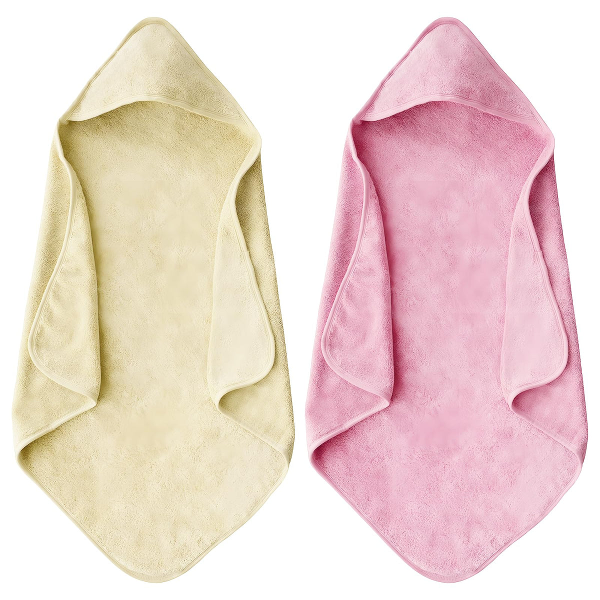 Maqsai hooded baby towel for newborns, pink and beige, keeps baby warm after bath.