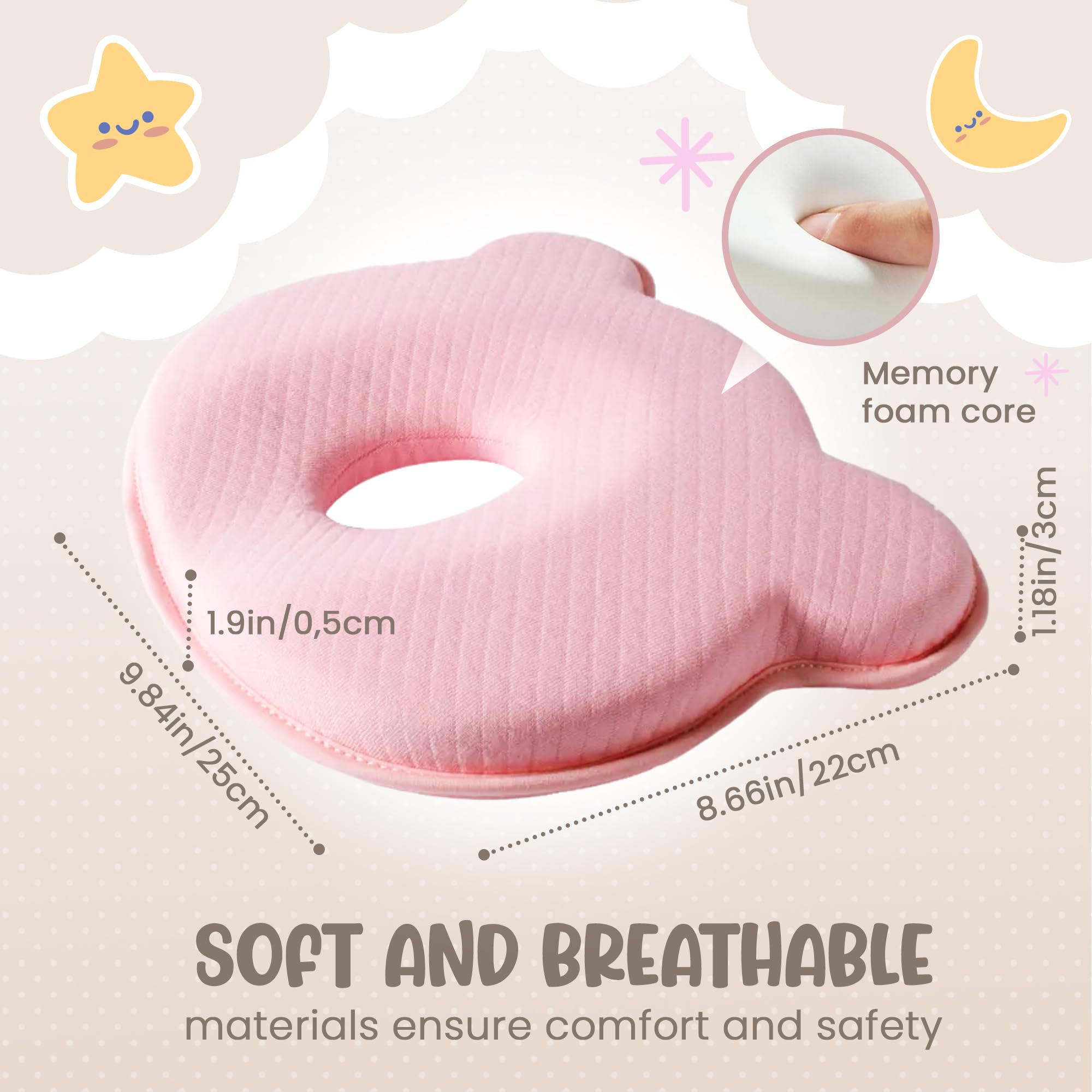 MarBoost memory foam contouring helps cradle the head with gentle support.