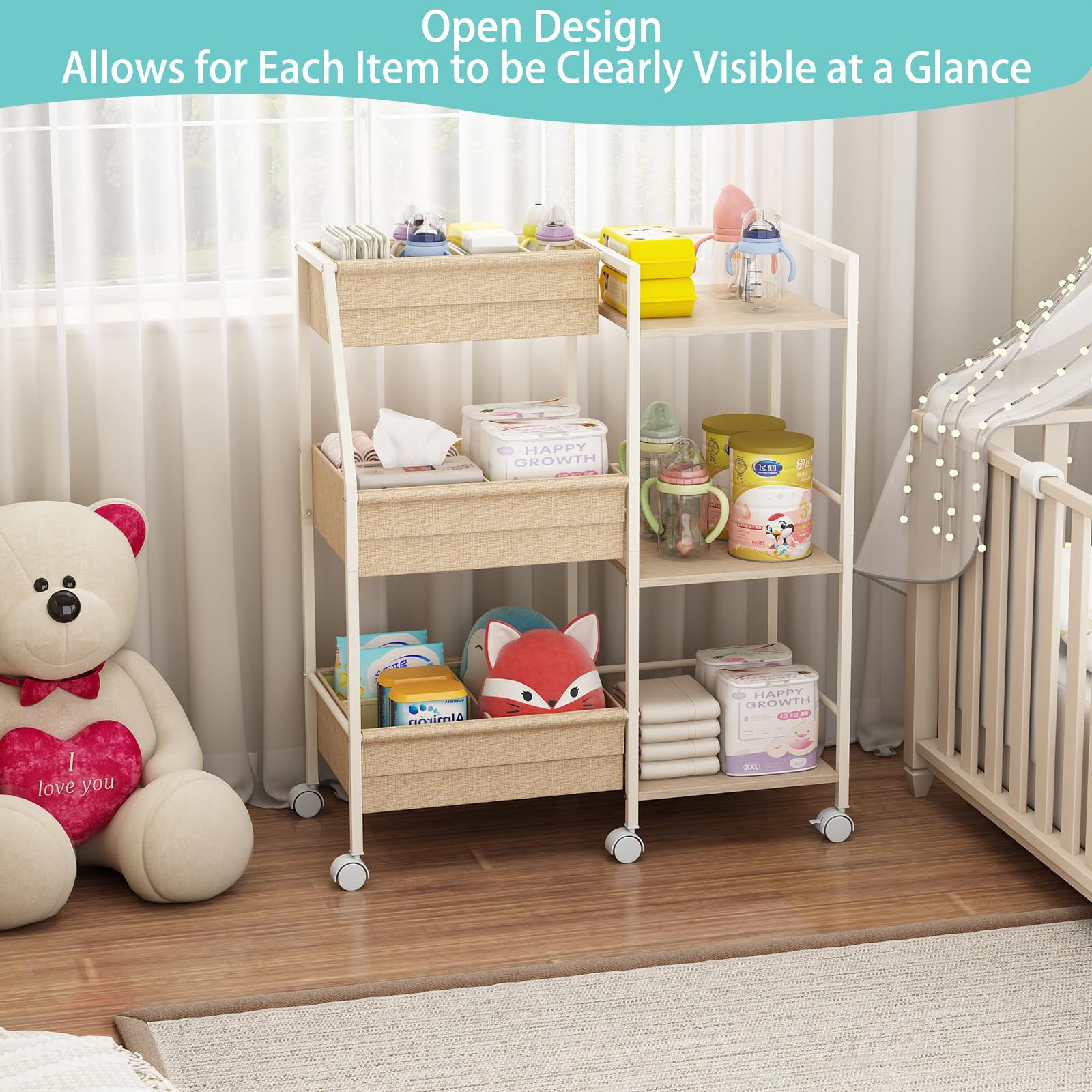 Marbyraz diaper caddy dimensions 11.8d x 28.6w x 33.5h fit in small nurseries