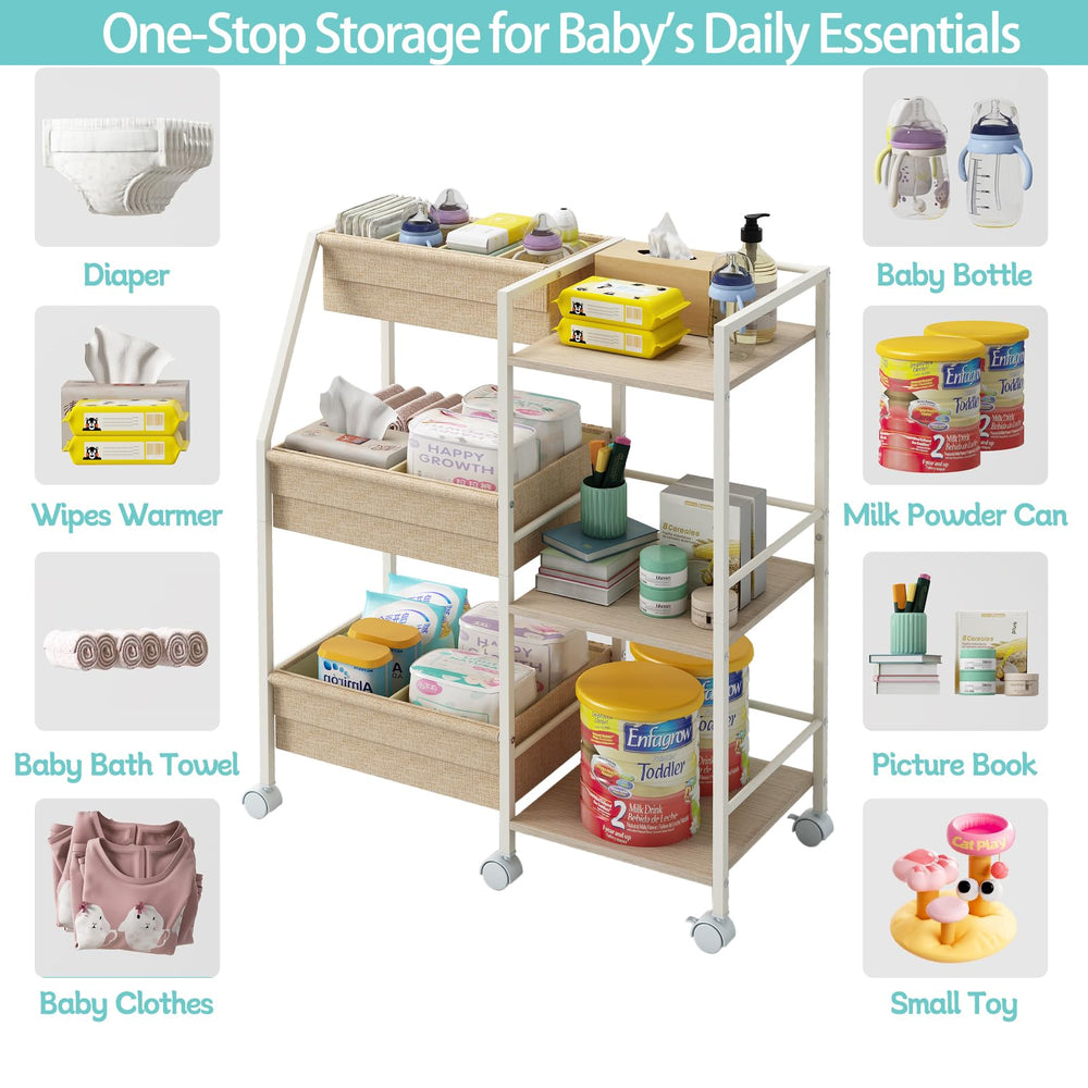 Marbyraz diaper caddy linen fabric detaches for easy cleaning