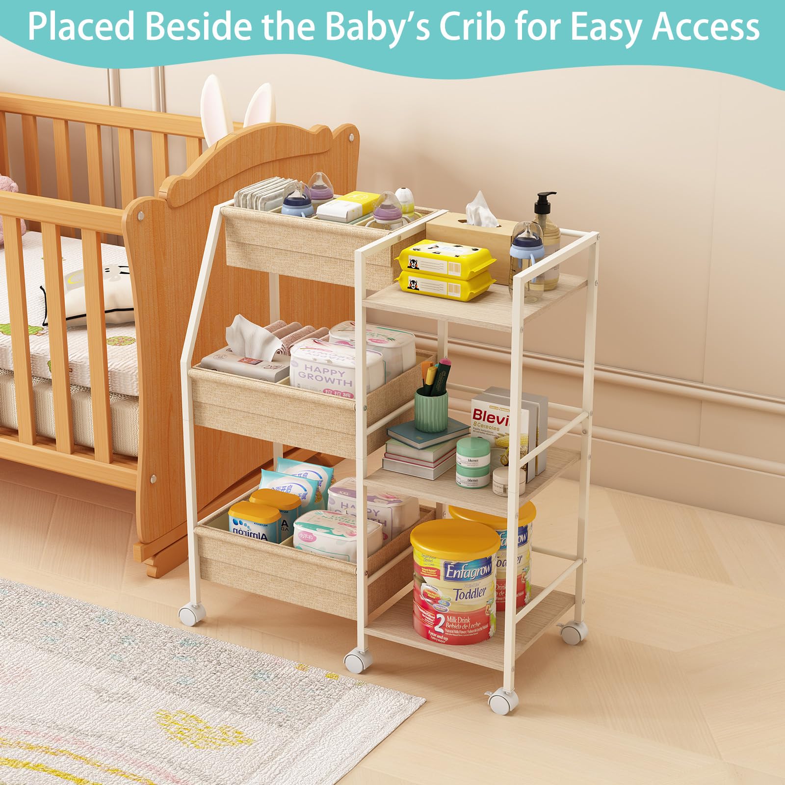 Marbyraz diaper caddy right shelves store bulkier items for quick access