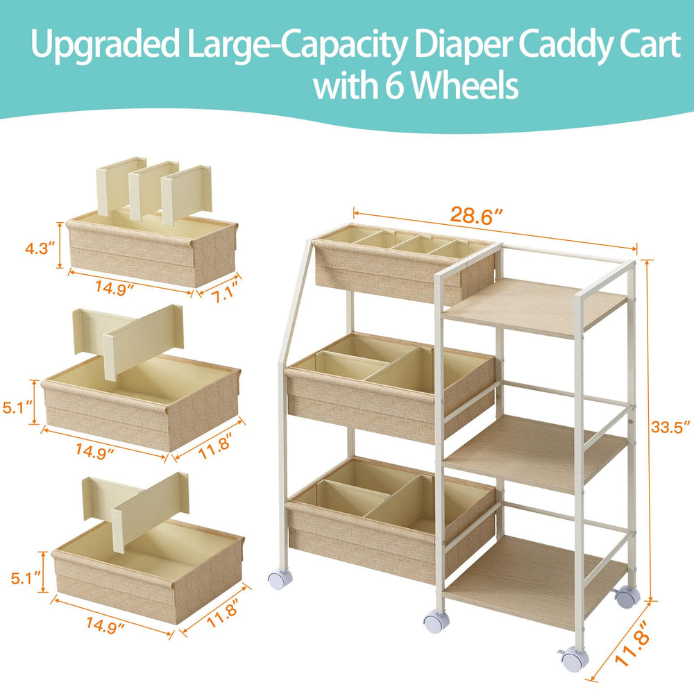 Marbyraz diaper caddy rolling wheels enable smooth movement between rooms