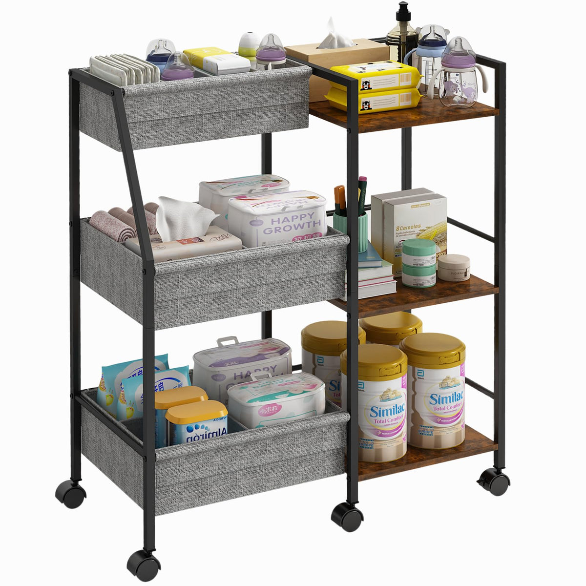 Marbyraz diaper caddy left compartments organize small items for quick diaper duty