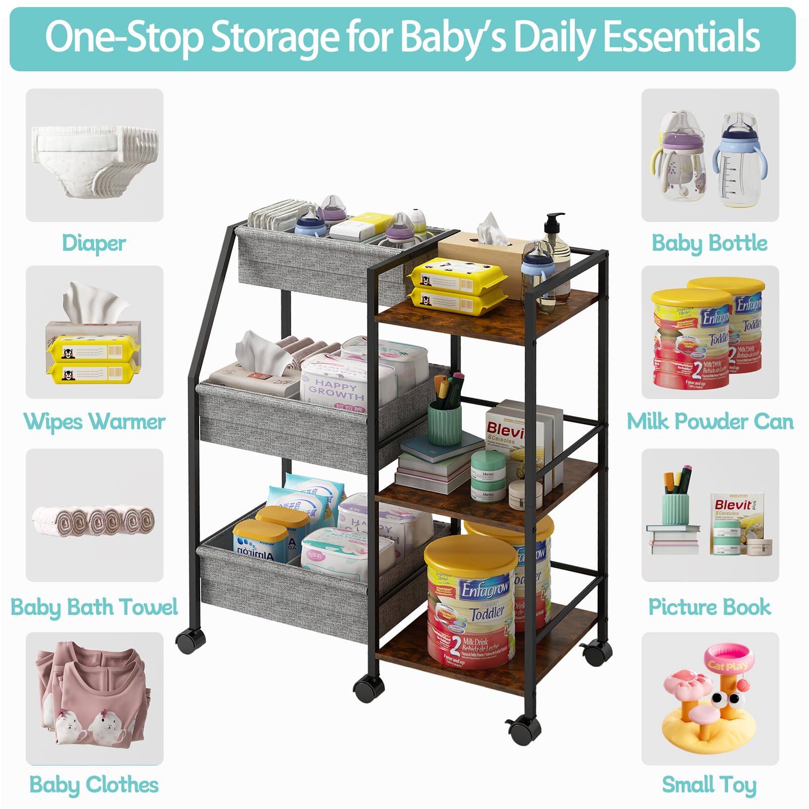 Marbyraz diaper caddy linen fabric panels are easy to wipe clean