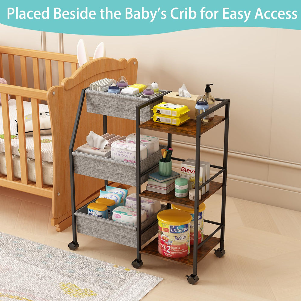 Marbyraz diaper caddy right shelves store bulkier items within easy reach