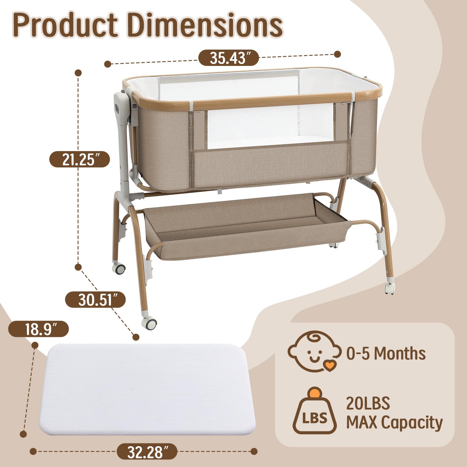 Mariserenity bassinet design keeps baby visible and comfortable during naps.