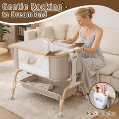 Mariserenity rocking bassinet 8-height adjustment aligns with most beds for a seamless fit.