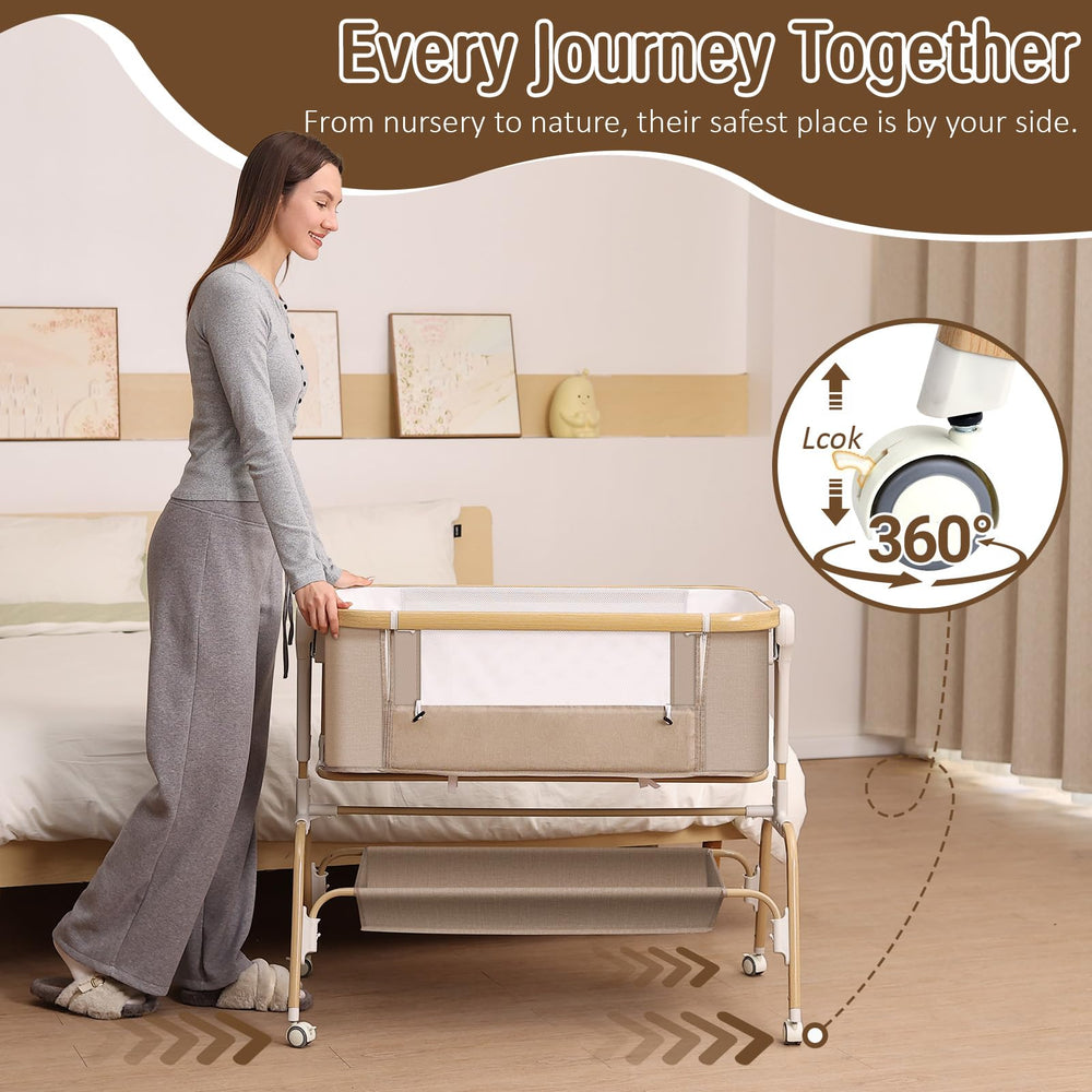 Mariserenity storage basket and mobile toy add convenient, within-reach play and essentials.