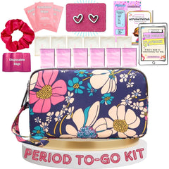 Mark and Lola's First Period Pal Pack to-Go Kit Flowers bag keeps essentials discreet and ready for school