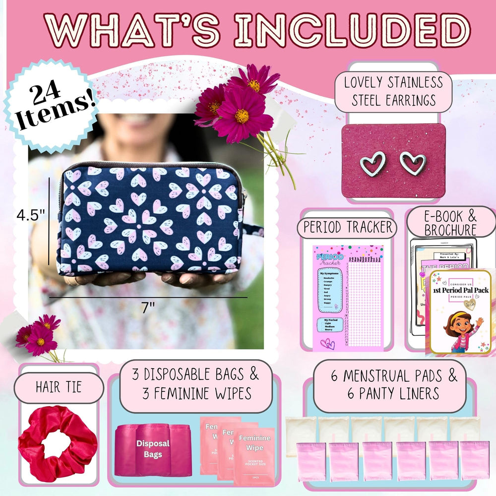 Mark and Lola's pads and liners organized for tween comfort and confidence.