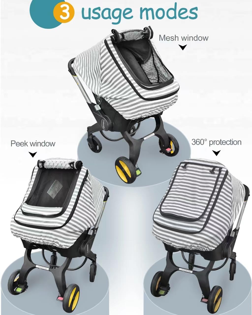 MARLIFER baby seat cover with two-layer windows for privacy and ventilation.