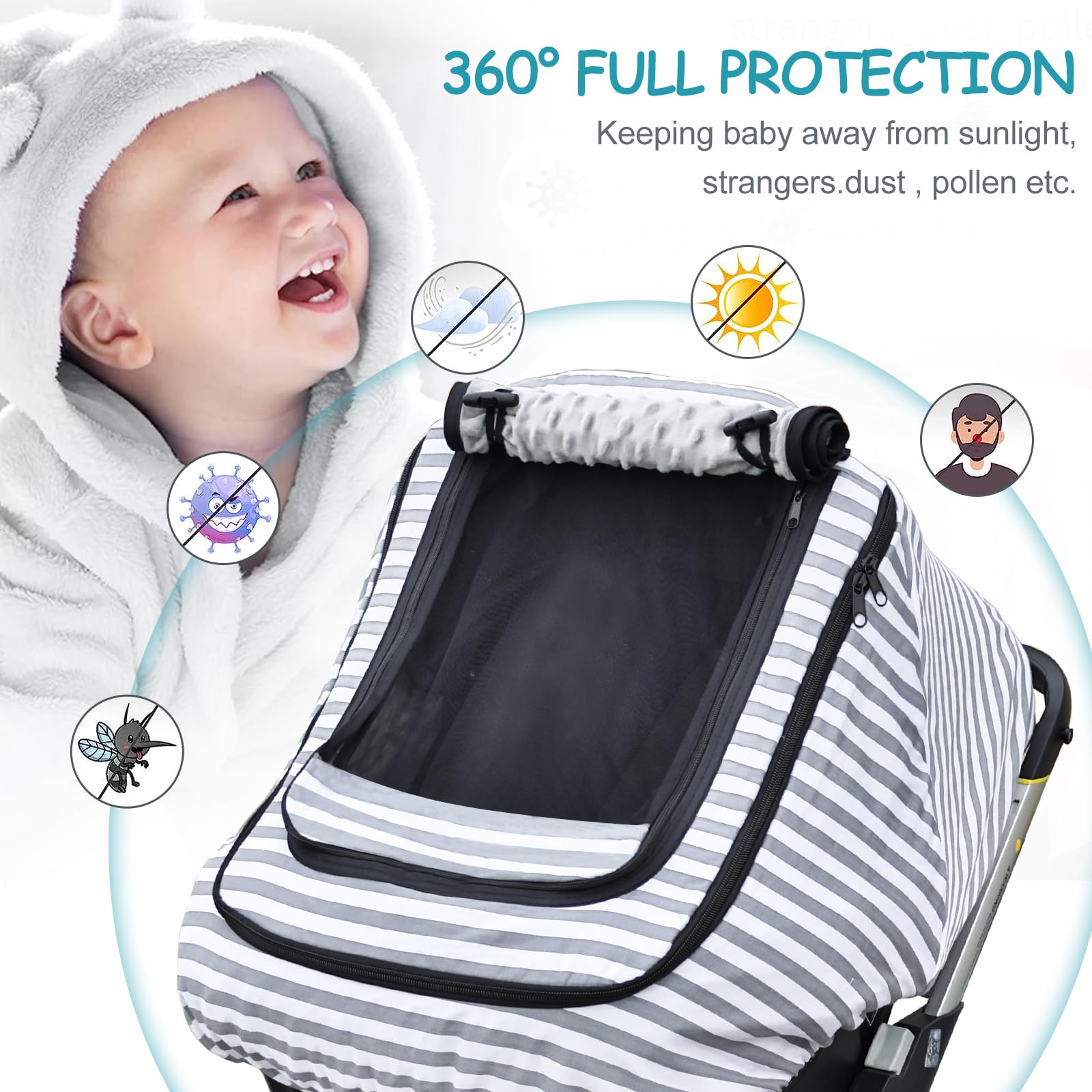 MARLIFER universal-fit car seat cover suitable for strollers on the go.