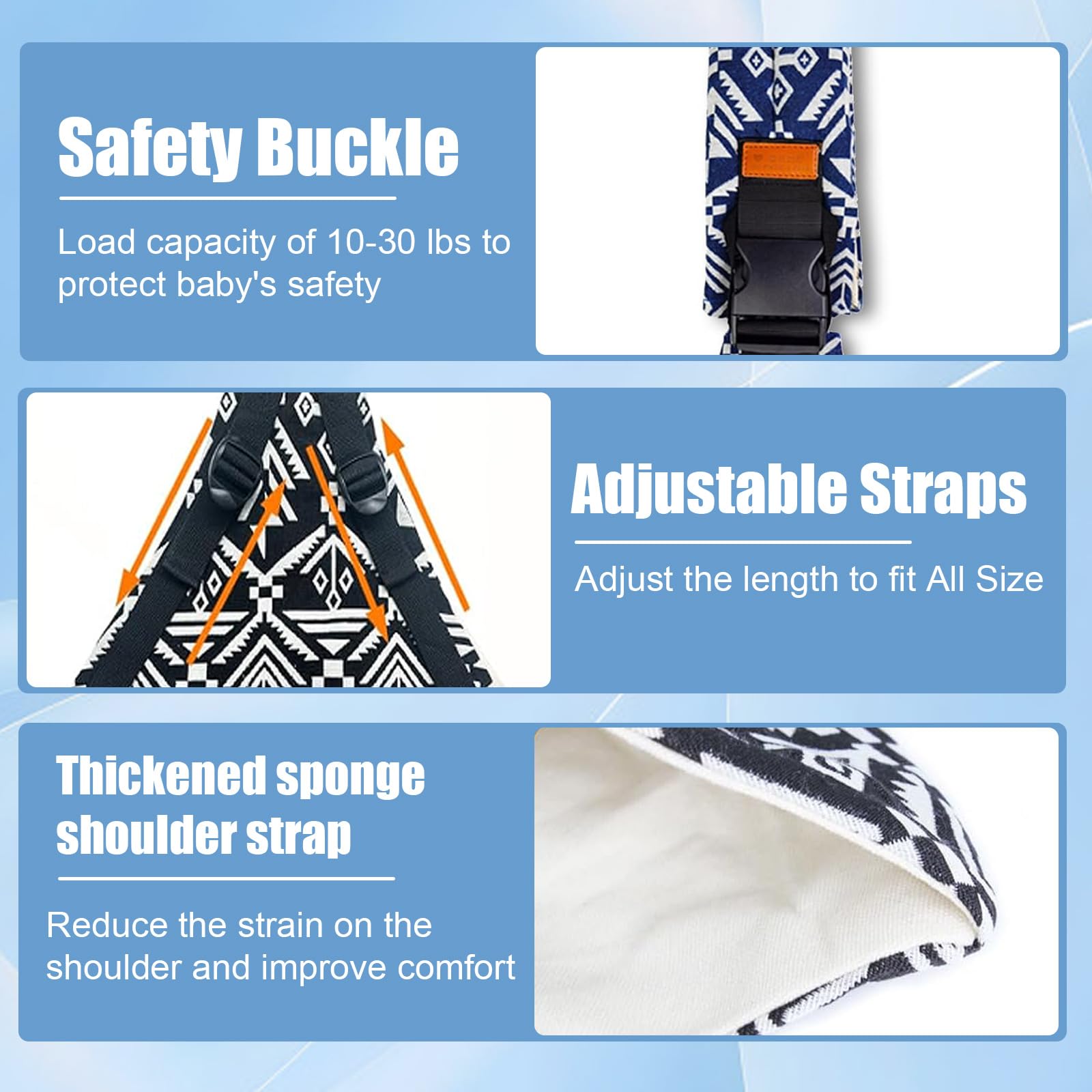 Marrlly baby sling carrier with adjustable straps for customized comfort from newborn to toddler.