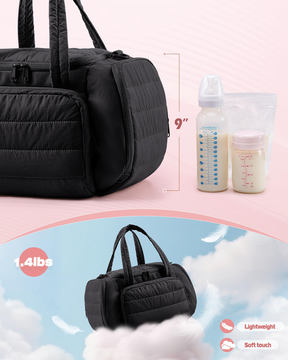 Marscamd pump bag with cooler pocket keeps bottles at temp during transport