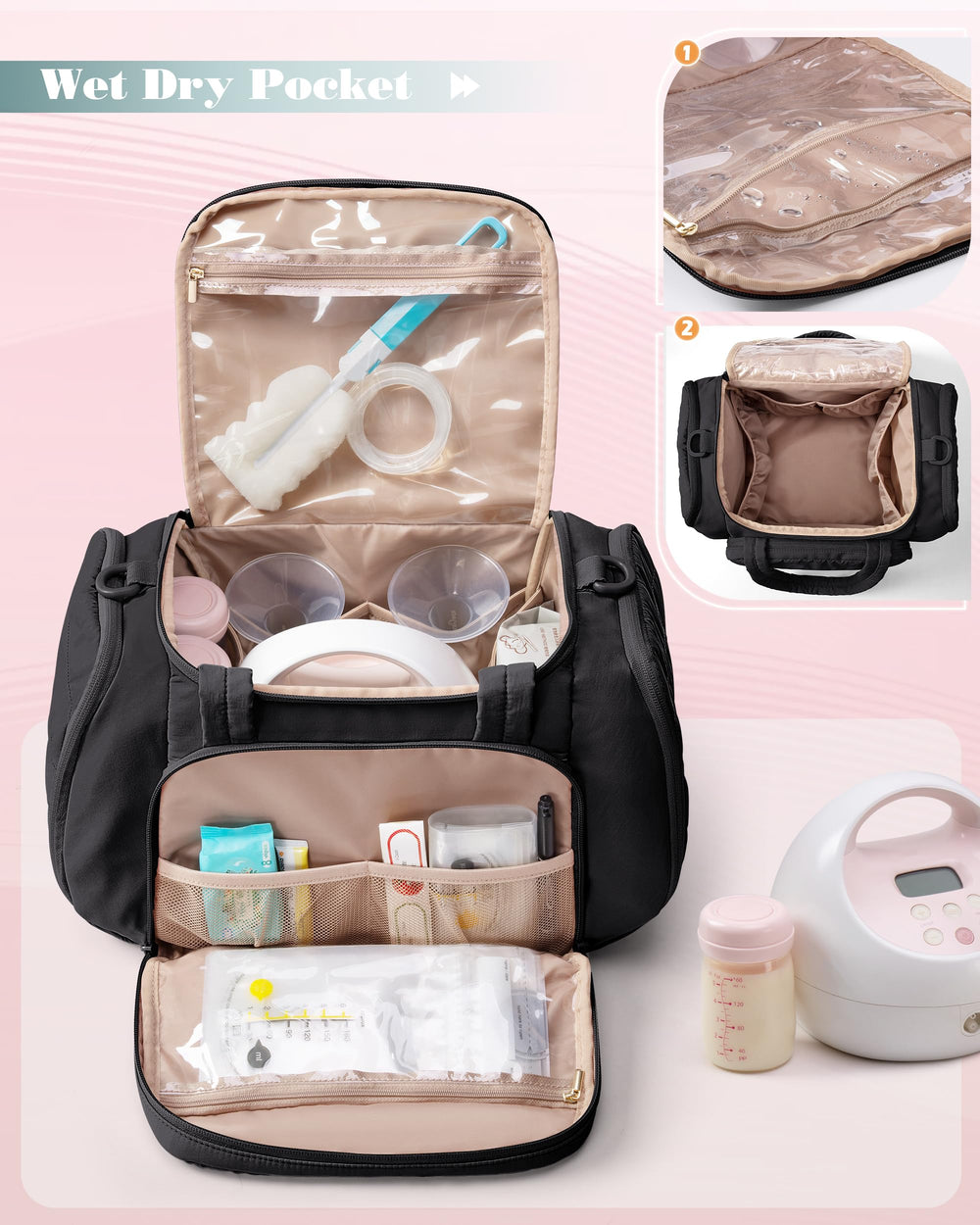 Marscamd bag front pockets for organizing pumping essentials