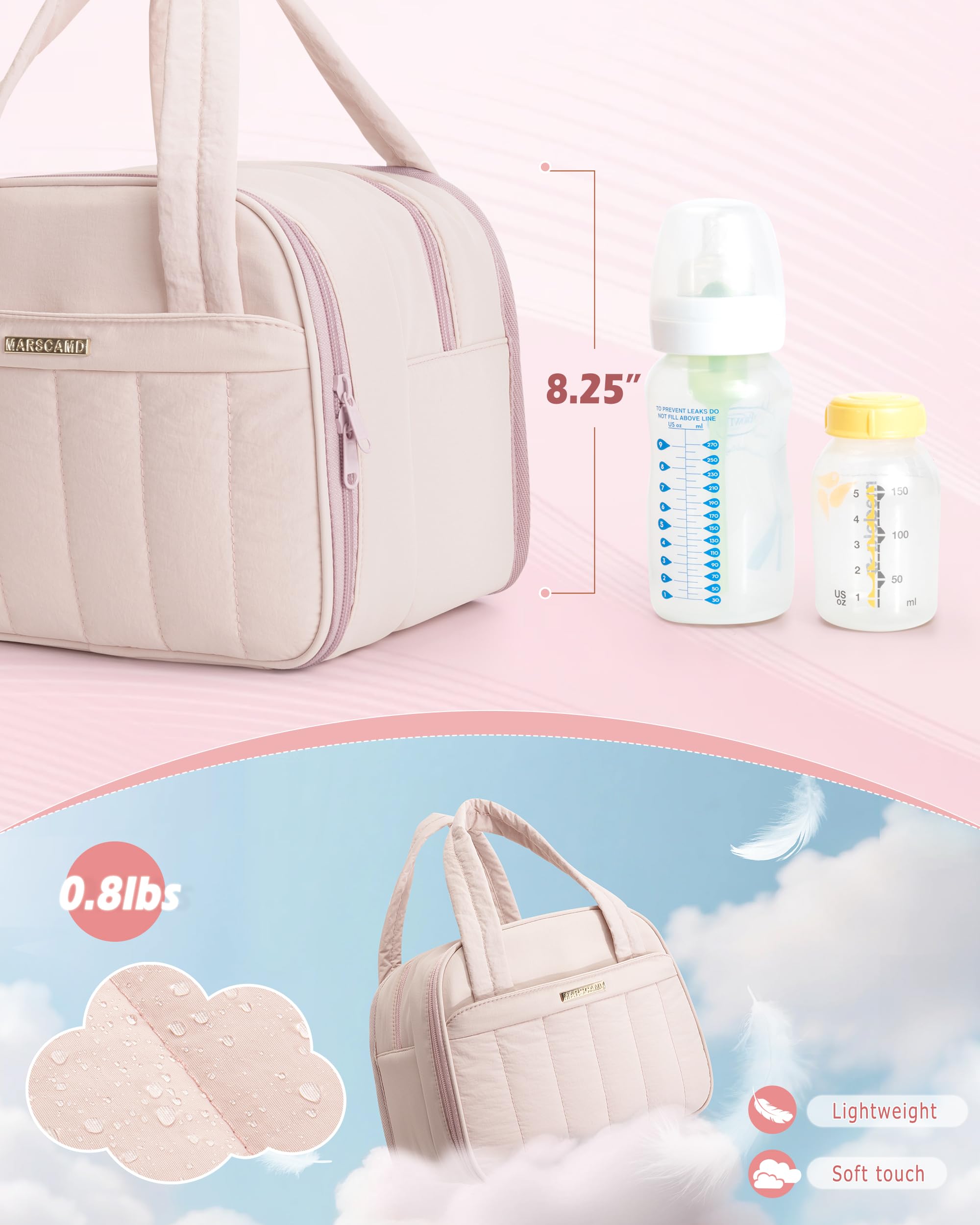 Marscamd bag cooler compartment keeps bottles at stable temperature during travel