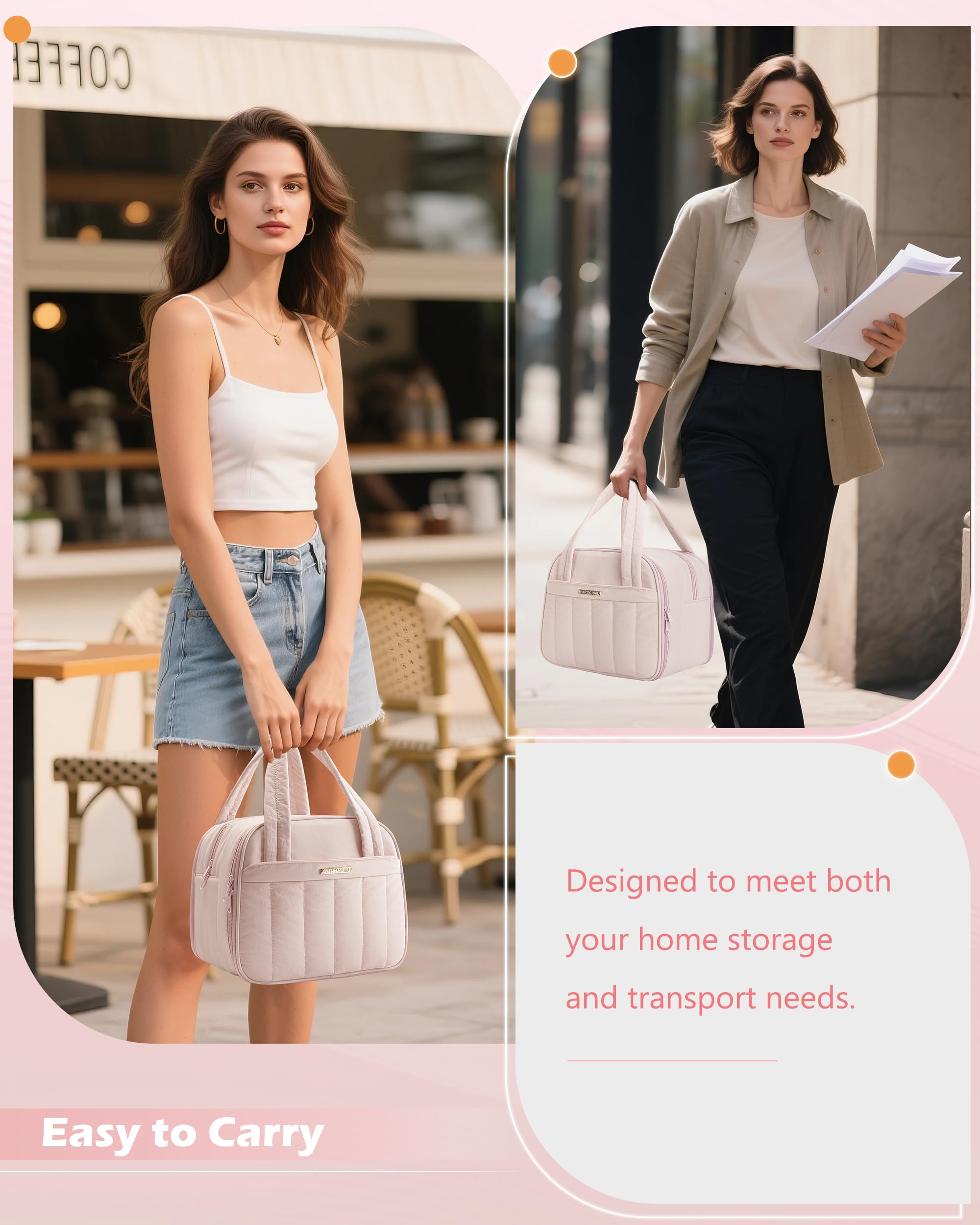 Marscamd dusty-pink quilted finish for a stylish travel-friendly look
