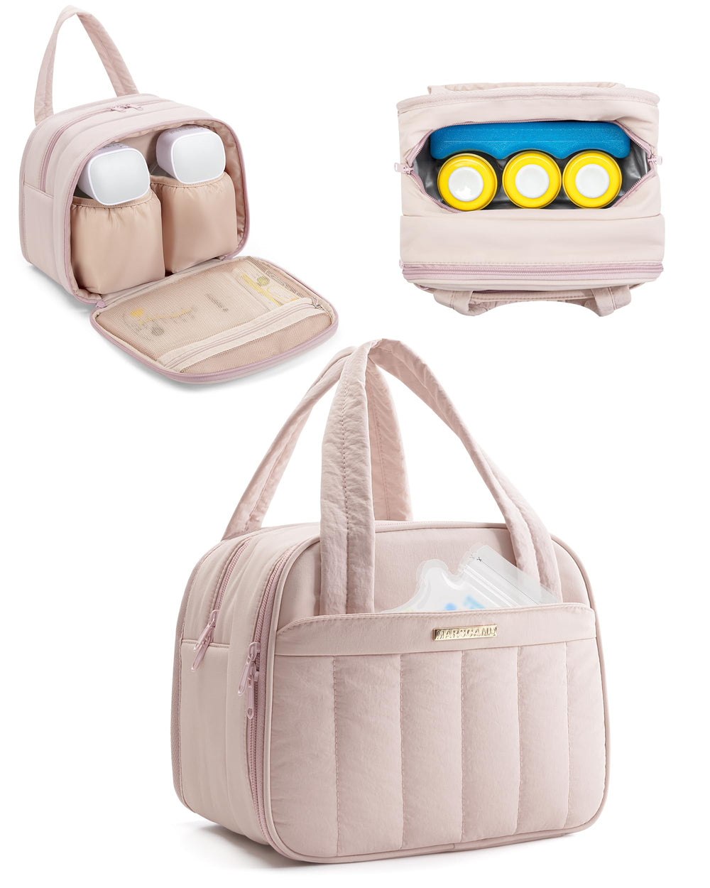 Marscamd quilted wearable breast pump bag front insulated pouch for on-the-go pumping