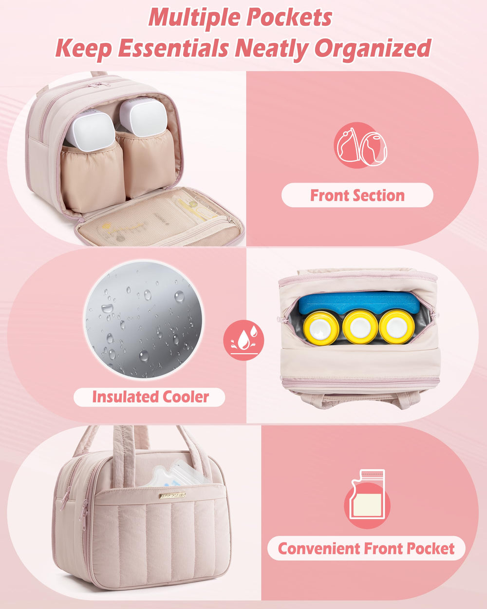 Marscamd bag mesh pocket stores milk bags and small supplies
