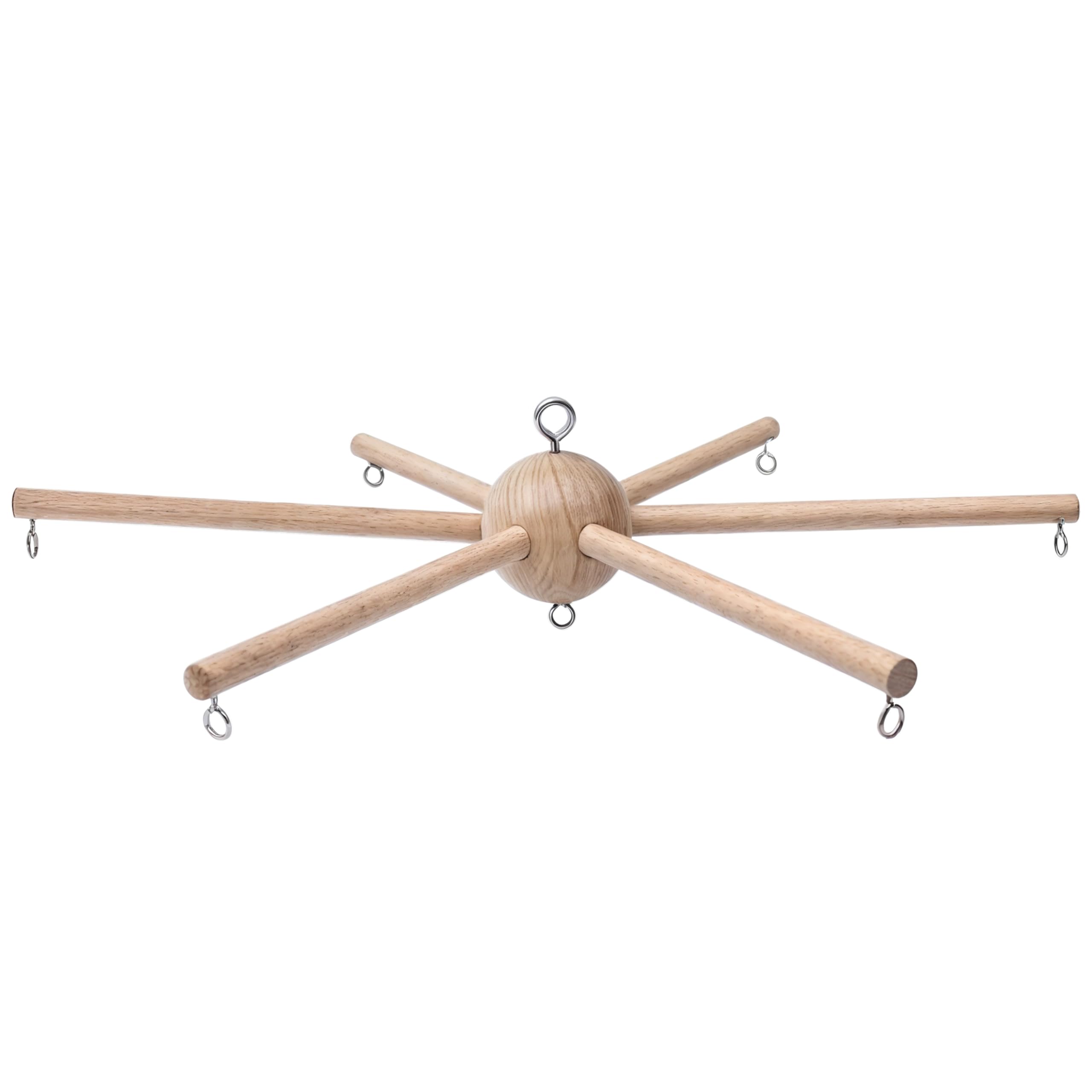 Marsrut baby mobile frame kit with natural wood texture enhances calm nursery decor.