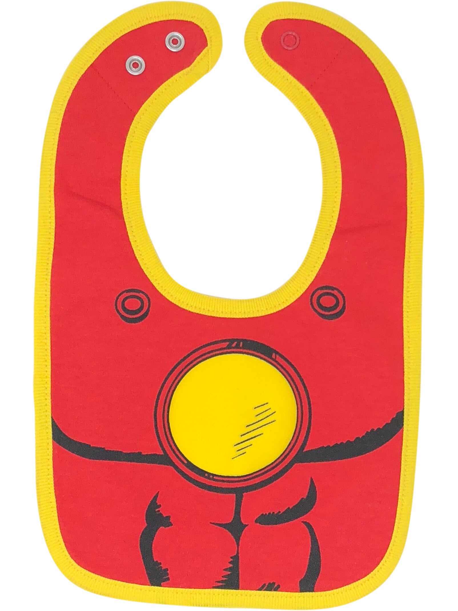 Marvel Avengers bib featuring Hulk print helps catch drips at mealtime.