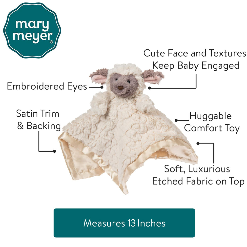 Mary Meyer Putty Lamb toy attachment offers safe cuddle play.