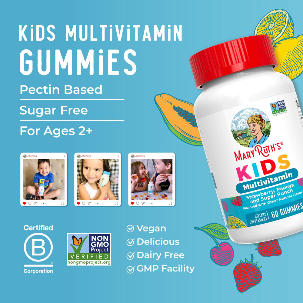 MaryRuth Organics Kids Vitamins 60-count bottle indicates two-month supply