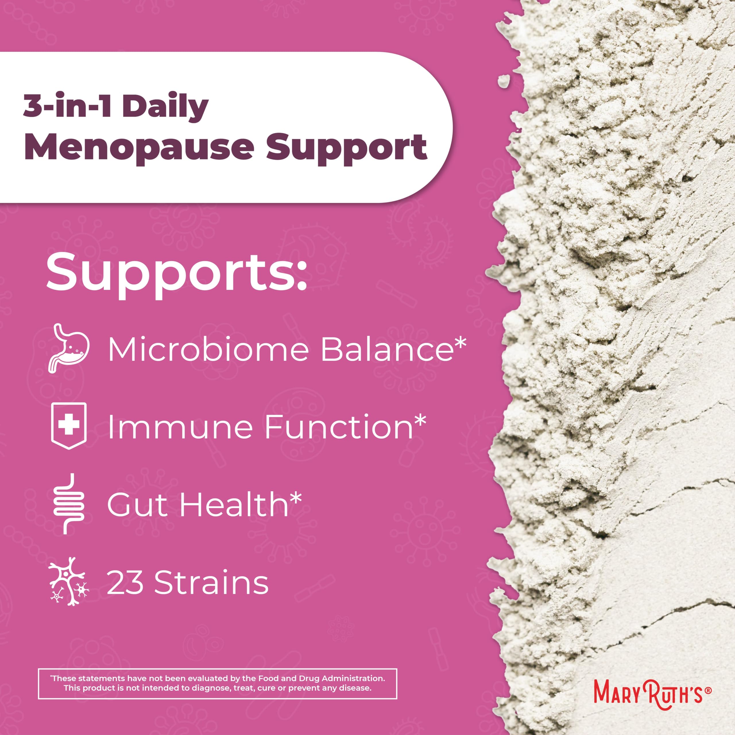MaryRuth Organics 23-strain blend supports gut health.