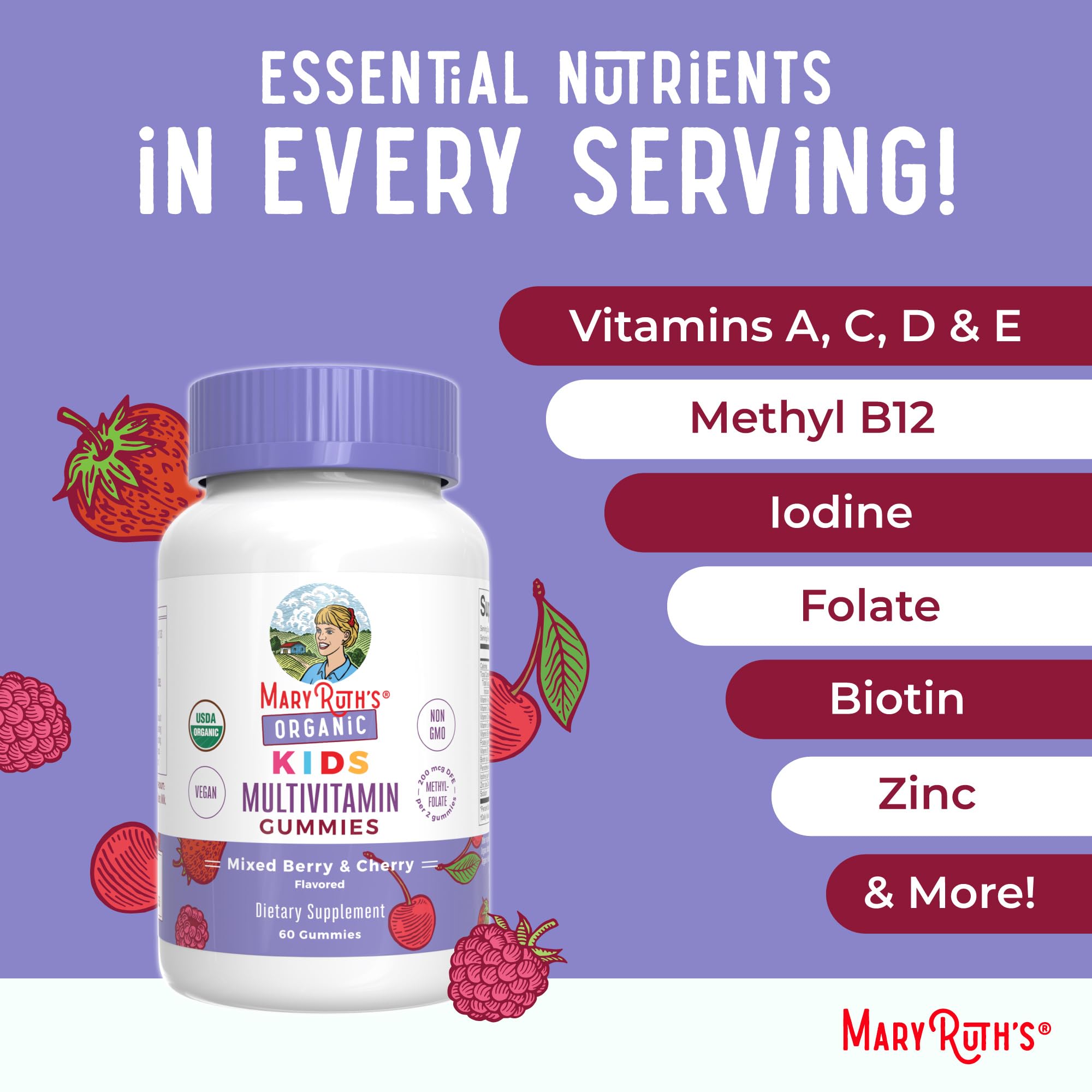 Gummies shown as easy-to-chew daily supplement for growing kids.
