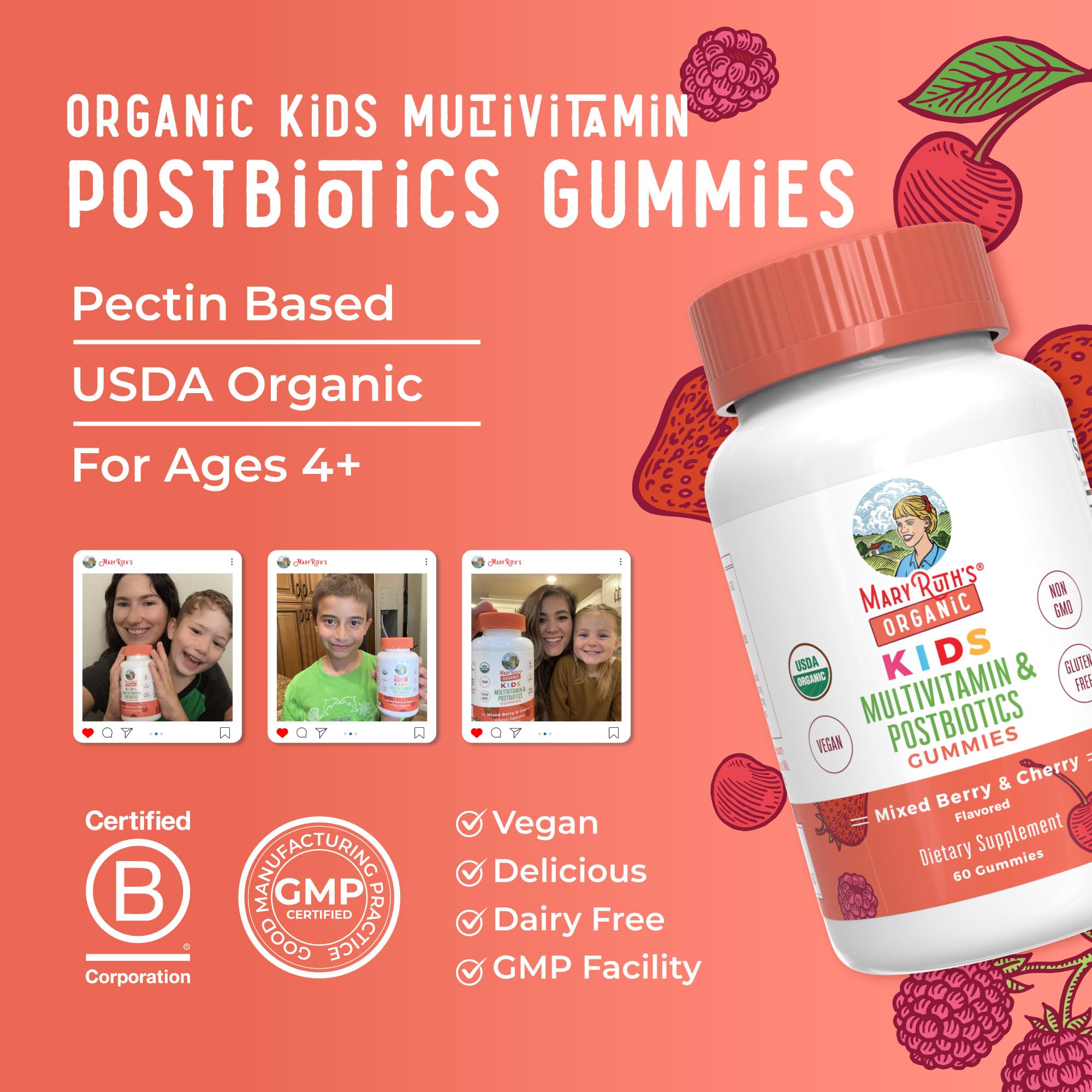 MaryRuths Kids vegan dairy-free gluten-free vitamins for allergy-friendly use