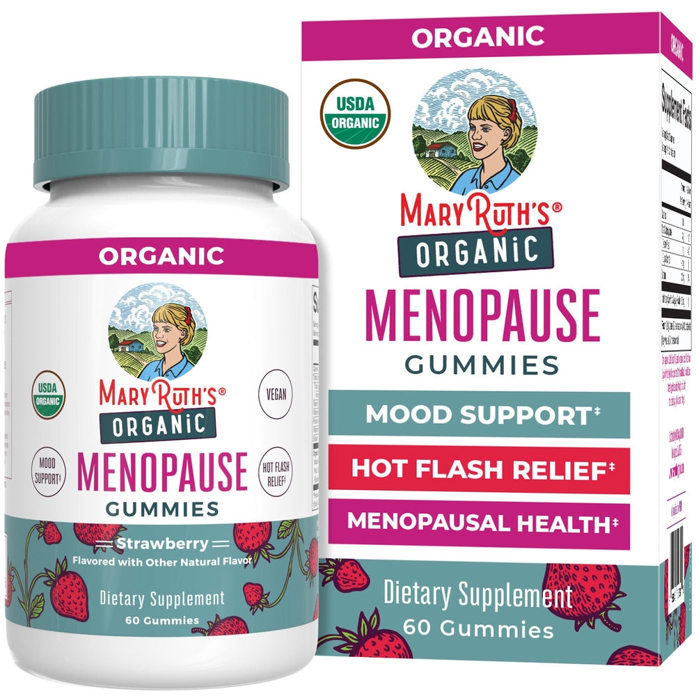 MaryRuth Organics Organic Menopause Gummies bottle ready for daily mood and hot flash support