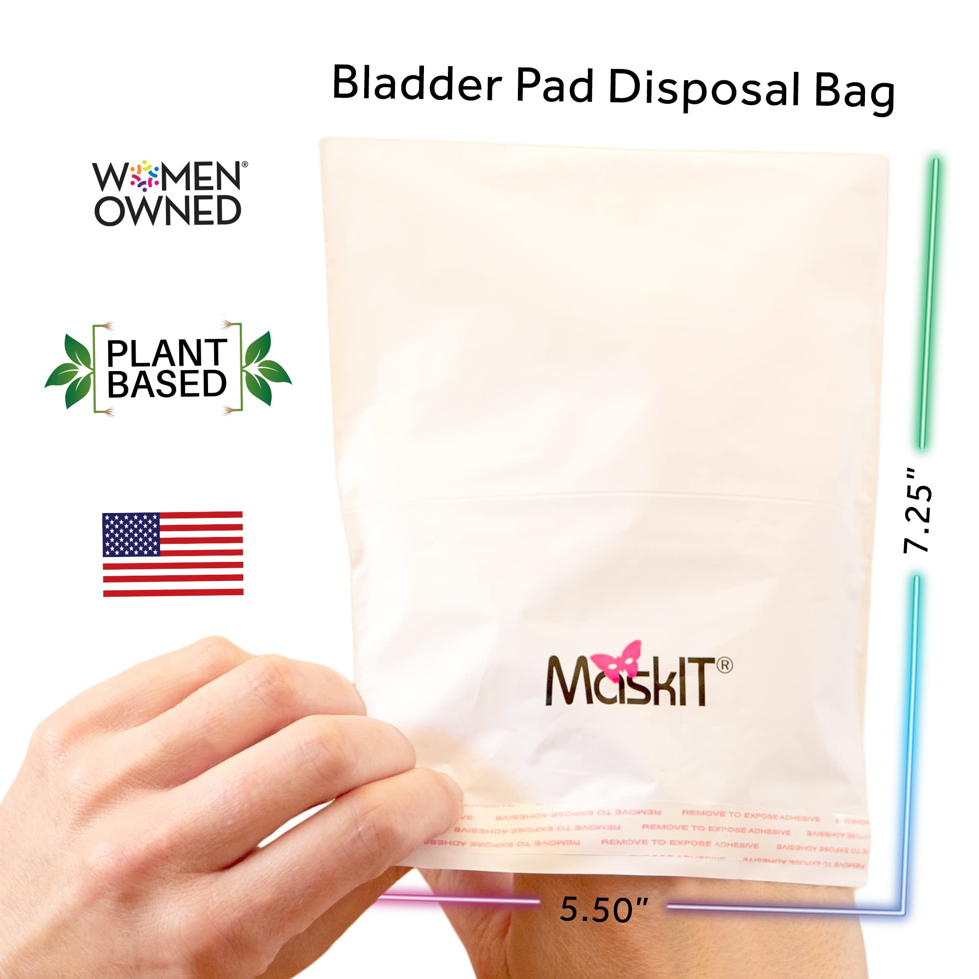 MaskIT large-capacity disposal bag holds a level-5 pad securely.