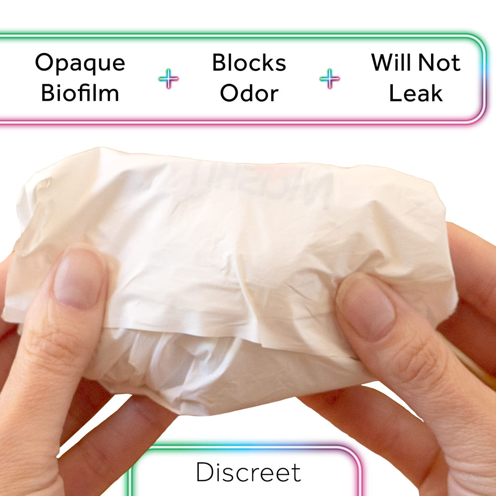 MaskIT disposal bag uses plant-based materials for eco-friendly disposal.