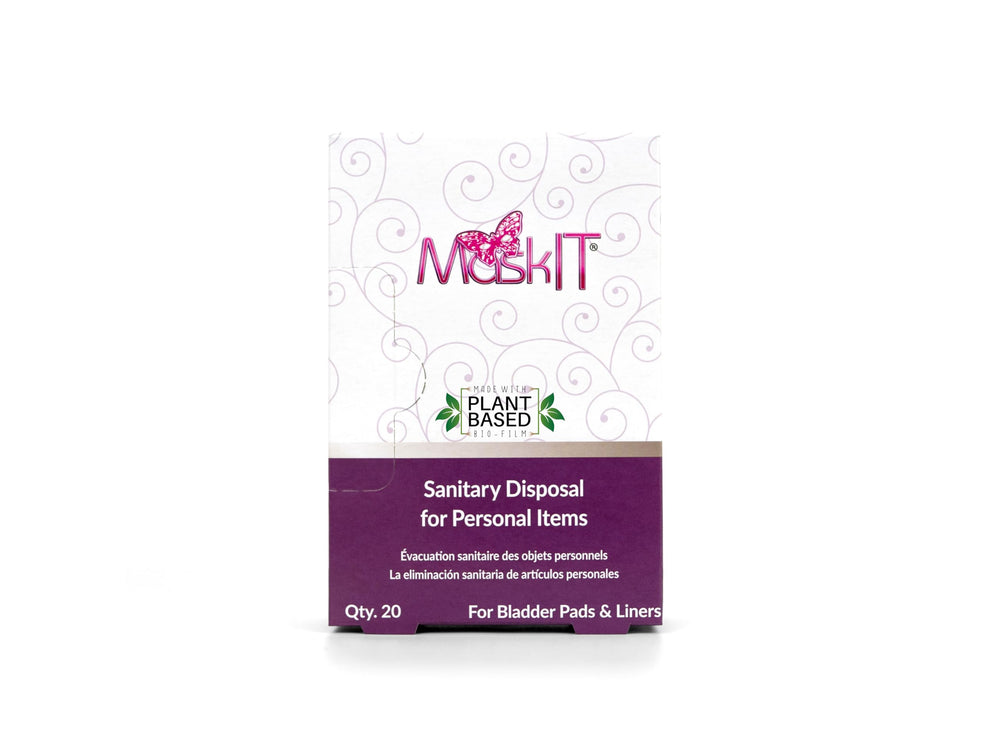 MaskIT disposal bag with glove-like coverage for clean hands-free disposal.