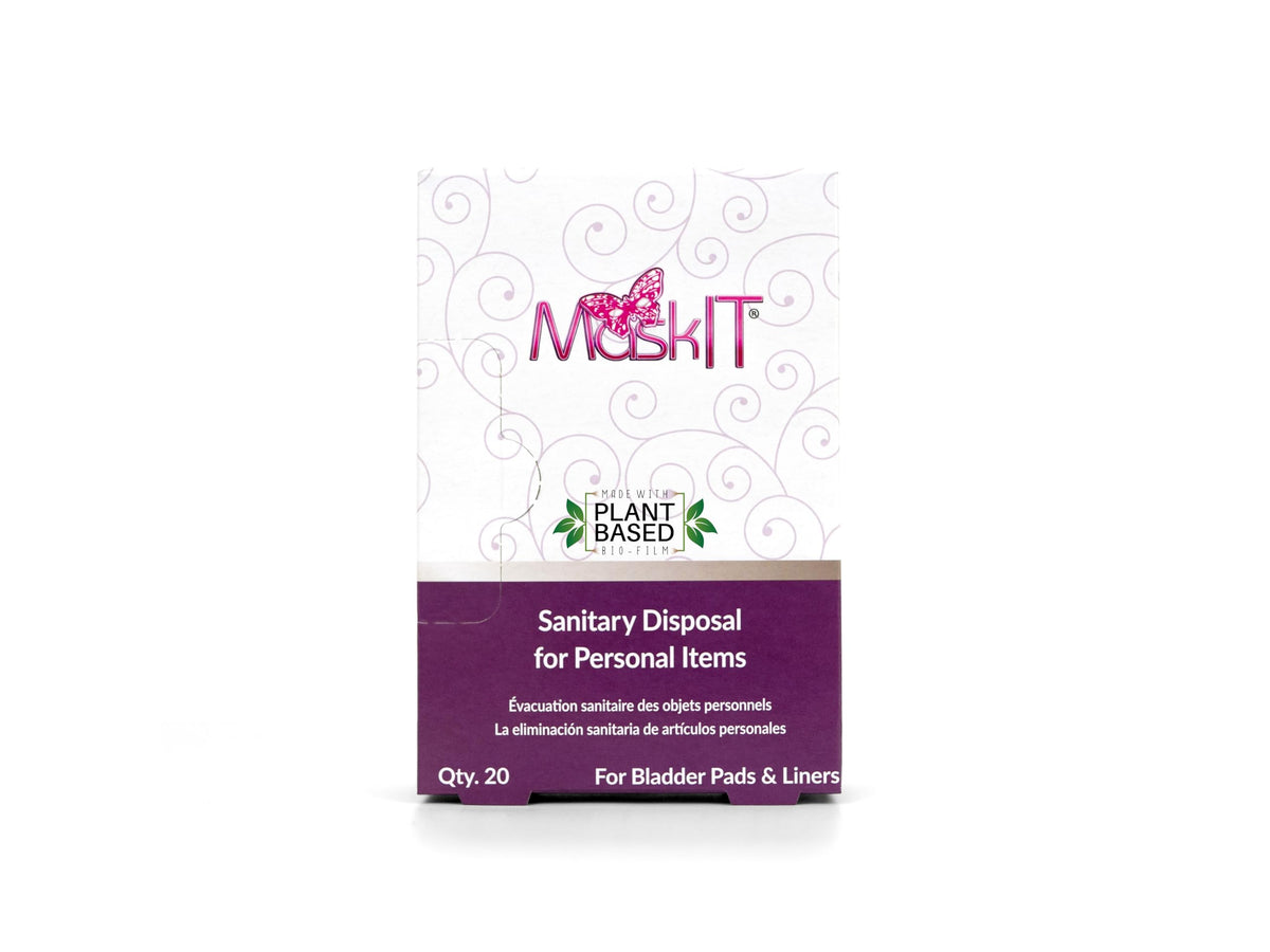 MaskIT disposal bag with glove-like coverage for clean hands-free disposal.