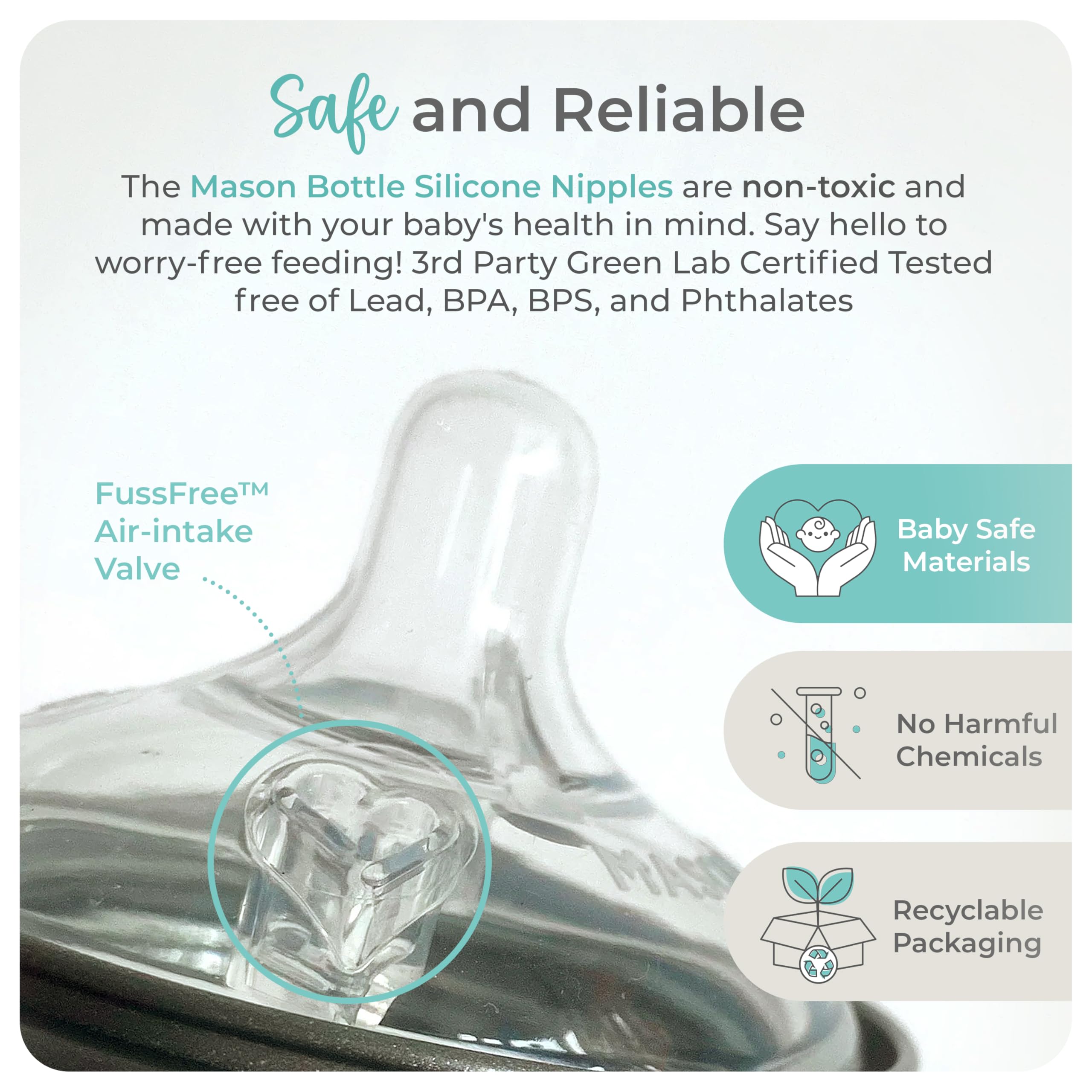Mason Bottle dual vent technology helps smoother milk flow