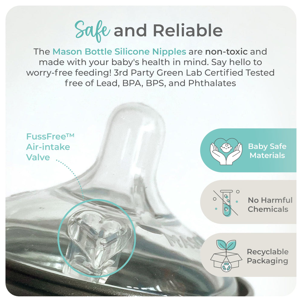 Mason Bottle dual vent technology helps smoother milk flow