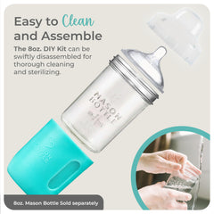 Mason Bottle silicone sleeve protects bottle while providing grip during feeding