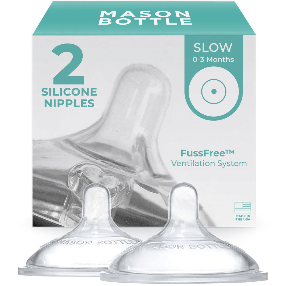 Mason Bottle slow-flow nipples for 0–3 months, gentle feeding option